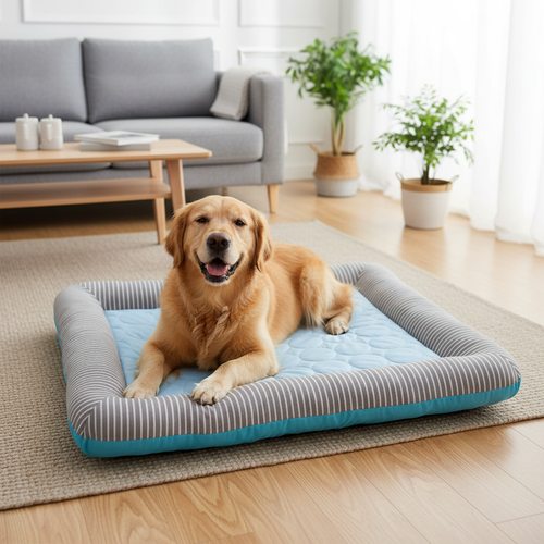Chien sur tapis rafraîchissant