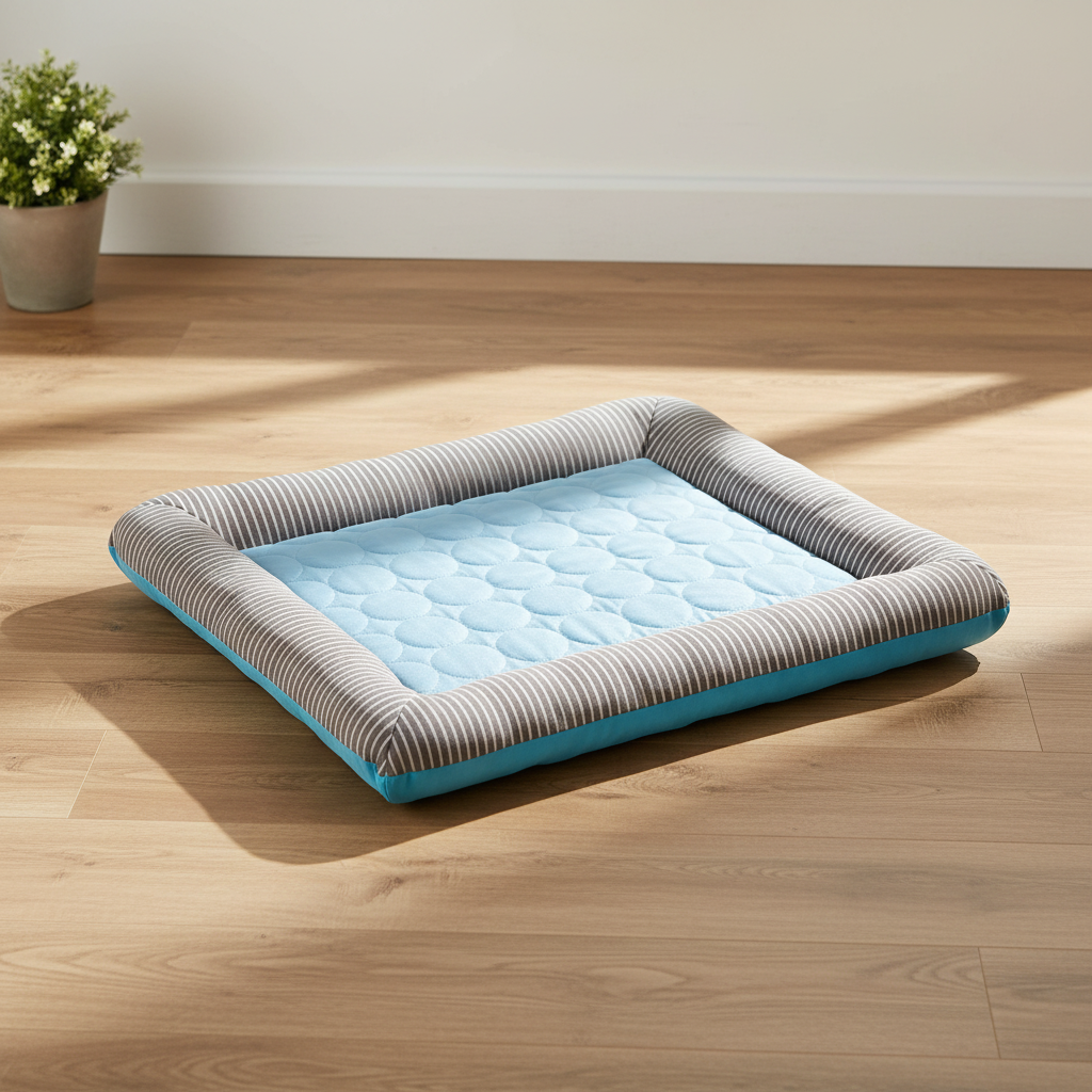 Tapis rafraîchissant bleu — lifestyle